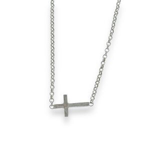 Vintage Sterling Silver 925 Sideways Religious Cross Necklace 18"